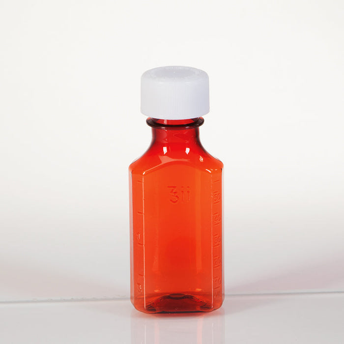 Amber Plastic Oval Medicine Bottle