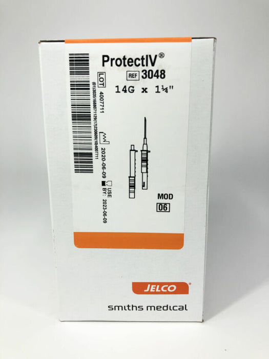 Jelco Protectiv Safety Intravenous Catheter, Straight Hub, 14G x 1.25"