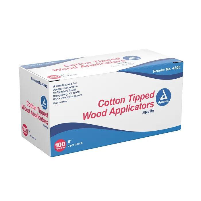 Dynarex Sterile Cotton Tipped Applicators, 2/pouch