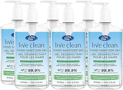 Live Clean One Step, Hand Sanitizer, 473ml, 6/Pack