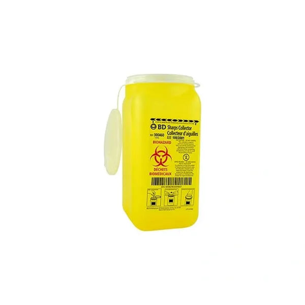 BD Tray Sharps Collector, Yellow with funnel entry