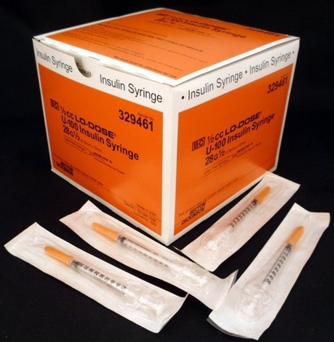 BD Lo-Dose U-100 Insulin Syringe, 0.5ml, 28G x 0.5"