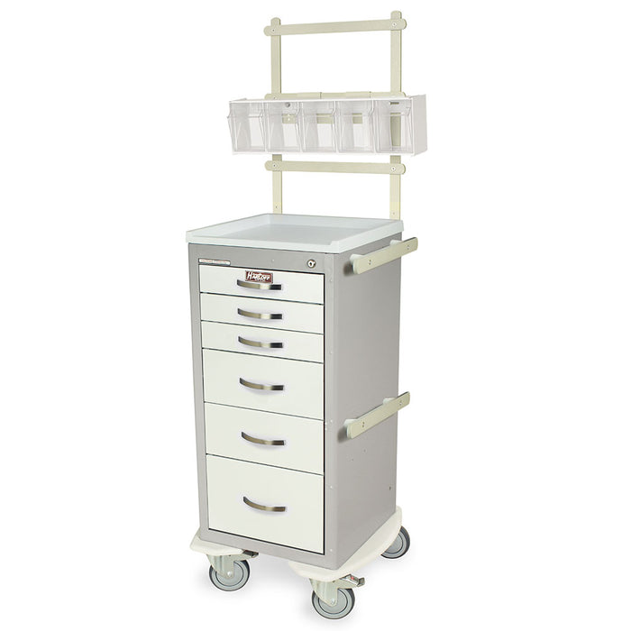 Harloff A-Series Light Narrow Anesthesia Cart with MD18-ANS Accessories Package, Tall Height, Six Drawers, Key Lock