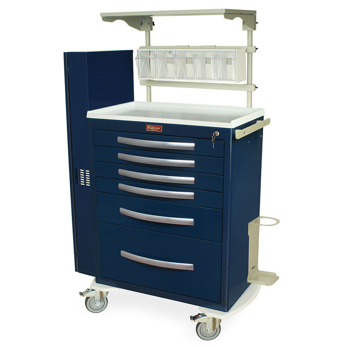 Harloff A-Series Lightweight Intubation Cart with MD30-AIRWAYPKG Difficult Airway Package, Tall, Standard Width, Six Drawers, Key Lock