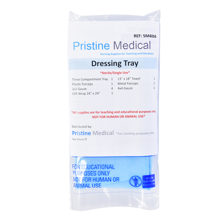 Pristine Medical sterile dressing tray pack for educational purposes