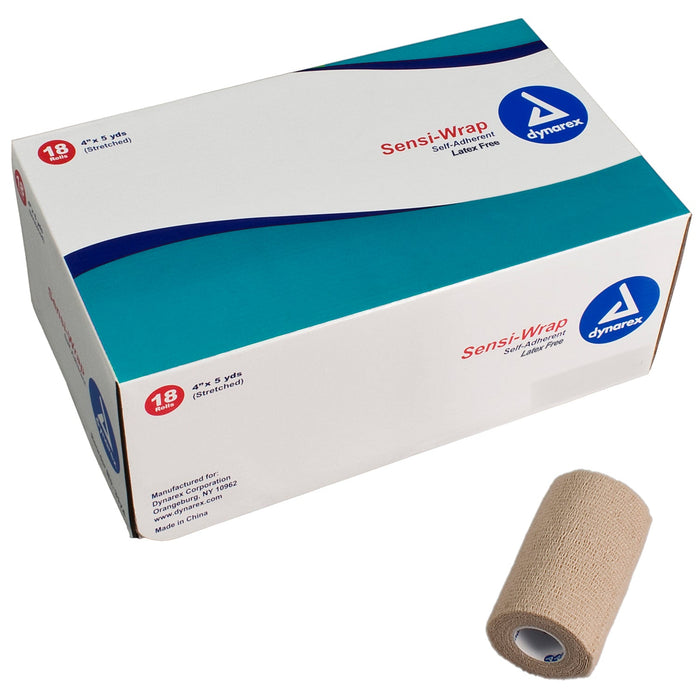 Dynarex Sensi-Wrap Self-Adherent Bandage Rolls, 4" x 5 yds