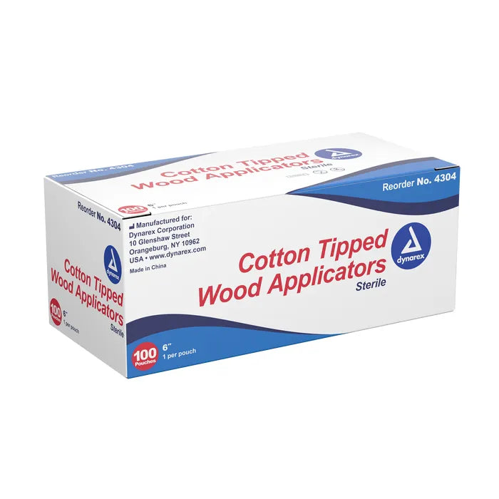 Dynarex Sterile Cotton Tipped Applicators, 6", 1/pouch
