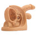 A light brown anatomical model of the male reproductive system sits on a white background. The model is partially dissected to show internal structures.