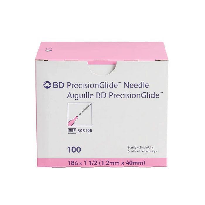 BD PrecisionGlide Hypodermic Needle, 18G x 1.5"