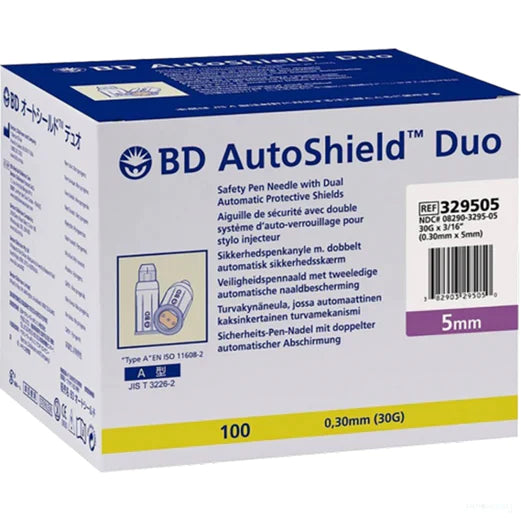 BD Autoshield Safety Pen Needle, 30G x 3/16"