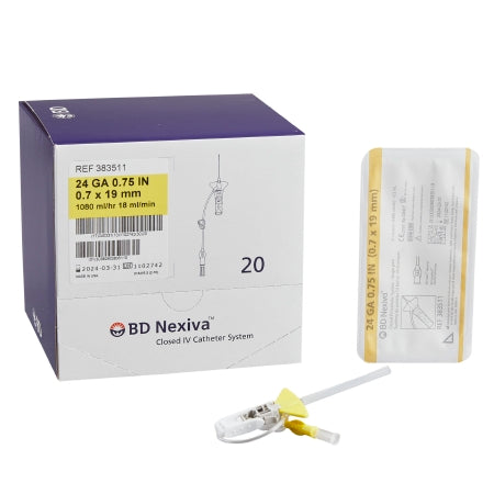 BD Nexiva Closed IV Catheter System with Single Port, Yellow, 24G x 0.75"