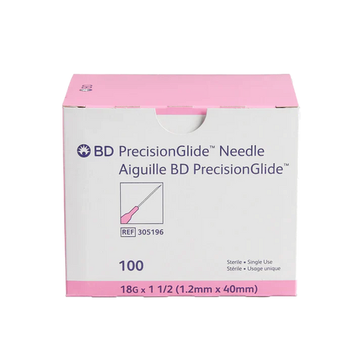 BD PrecisionGlide Hypodermic Needle, 18G x 1.5"
