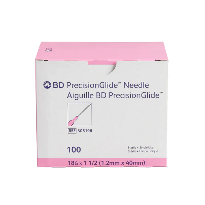 BD PrecisionGlide Hypodermic Needle, 18G x 1.5"
