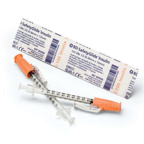 BD SafetyGlide Insulin Syringes, 29G x 0.5"
