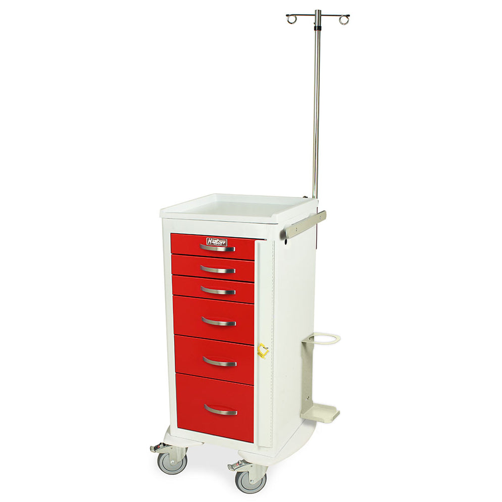 Harloff ASeries Narrow Aluminum Crash Cart with MD18EMG Accessories