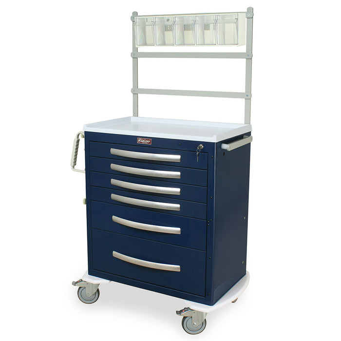 Harloff A-Series Lightweight Six Drawer Anesthesia Cart with MD30-ANS Accessories Package, Medium Height, Standard Width, Key Lock