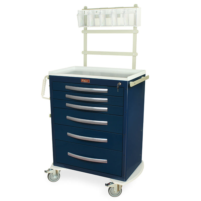 Harloff A-Series Lightweight  Anesthesia Cart with MD30-ANS Package, Tall, Standard Width, Six Drawers, Key Lock