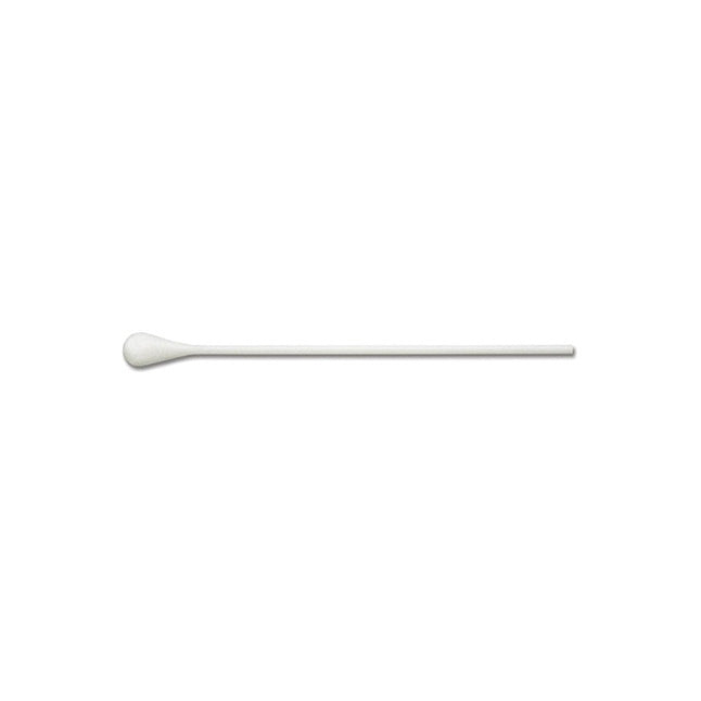 A long cotton swab rests horizontally against a white background.