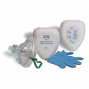 Rescue Breather CPR Pocket Ventilator, Headstrap, Oxygen Inlet, Disposable
