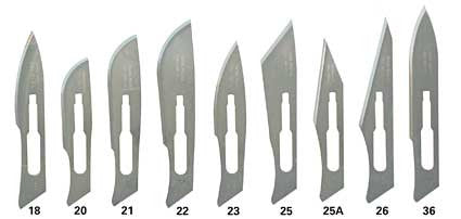Scalpel Blades, Sterile Carbon Steel, size 23