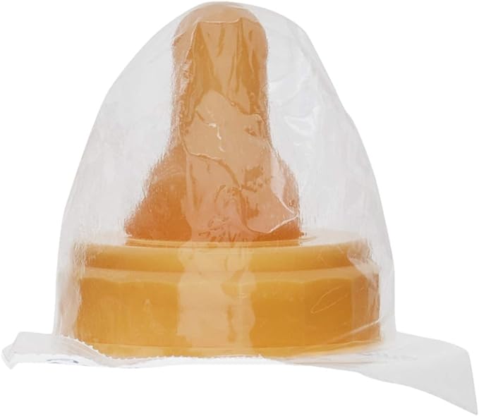 A Similac slow-flow nipple and ring are packaged for single use, enclosed in a paper wrapper with warnings against reuse and use as a pacifier.