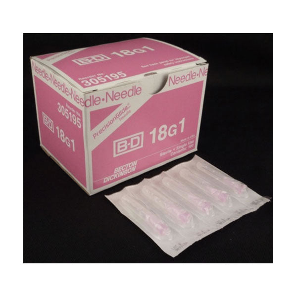 BD PrecisionGlide Hypodermic Needle, Regular Wall, 18G x 1"